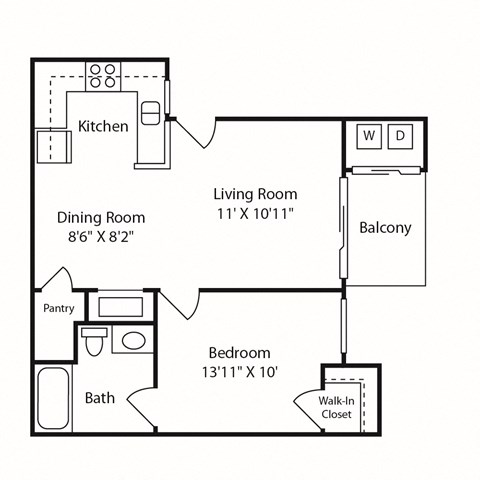 Waterstone at Murrieta Apartments in Murrieta, California 1x1 2D Floor Plan